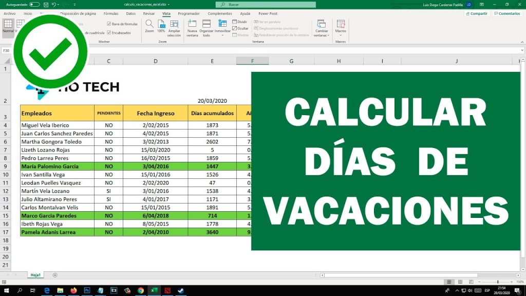 miniatura de excel: cómo calcular los días de vacaciones para trabajadores