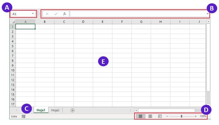 Elementos del espacio de trabajo de Excel - Aprende excel con el tio tech