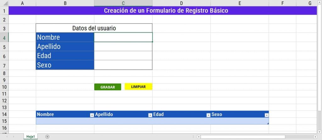 creando un formulario de registro en excel con macros