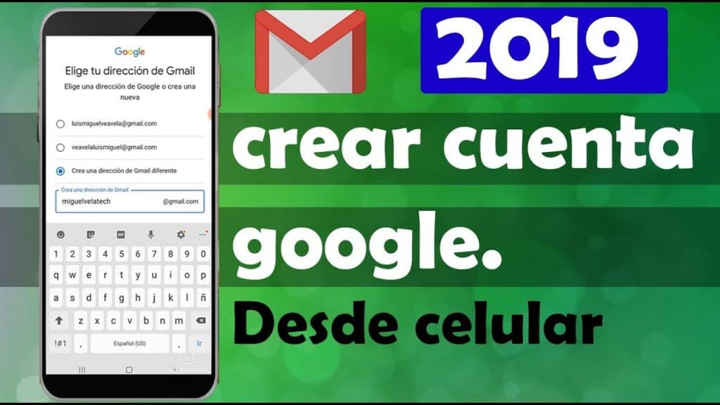 celular con texto que dice Crear cuenta de Google desde el celular