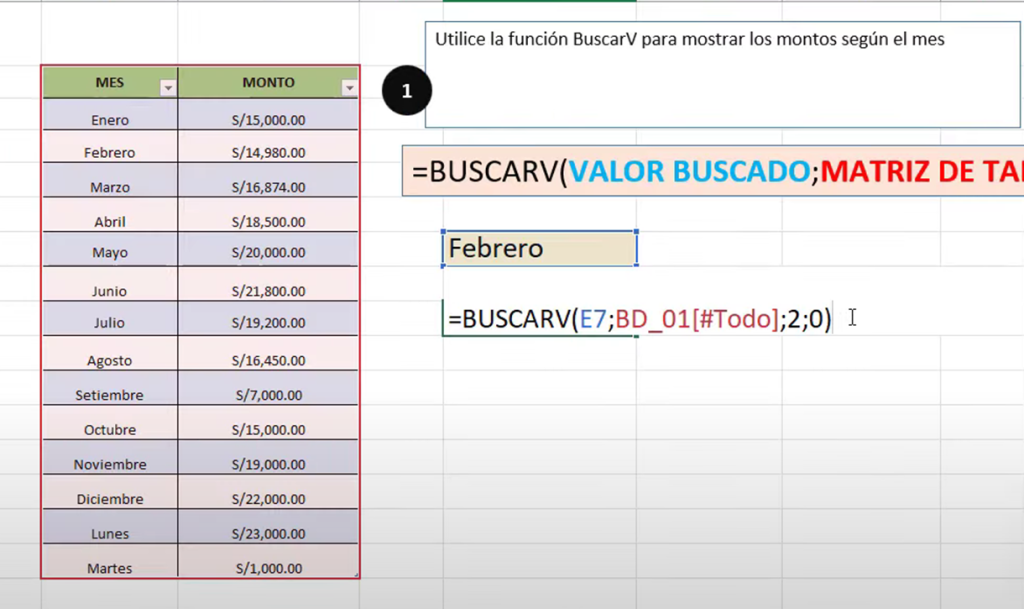 BUSCARV con un criterio en Excel