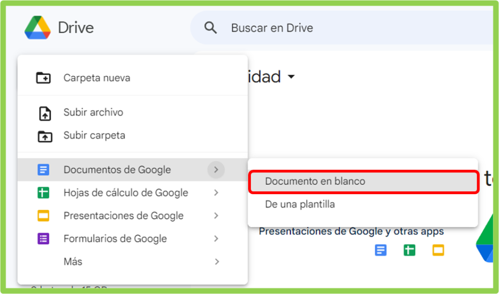 Crear documento en Google Drive