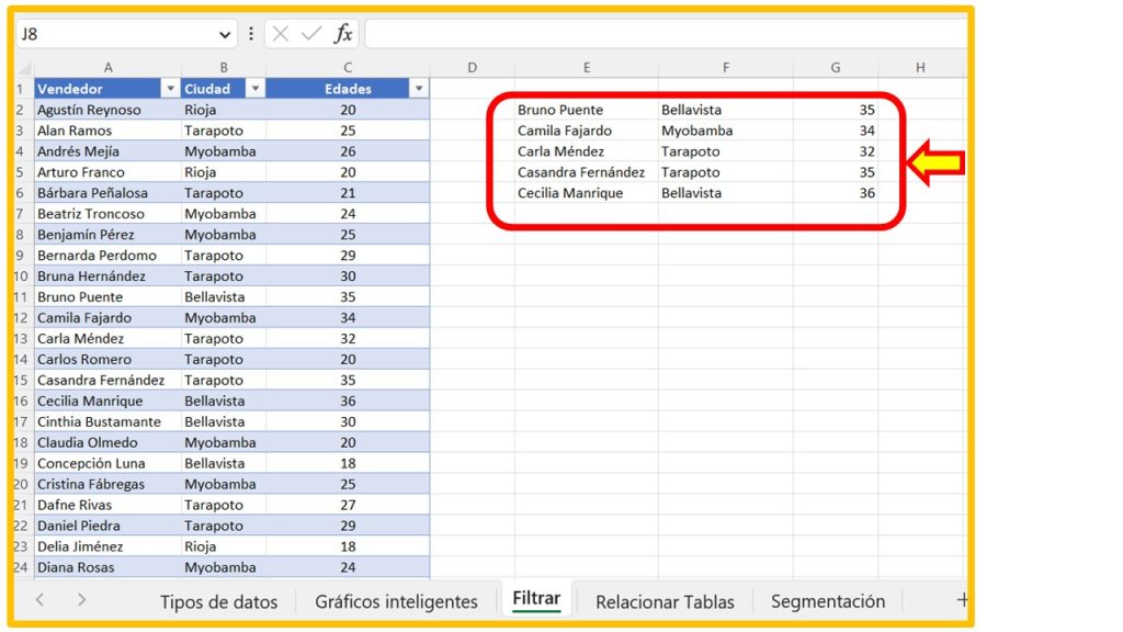 Aplicando la Funcion Filtrar en Excel