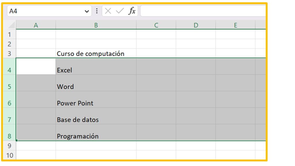 Alto de fila en Excel 