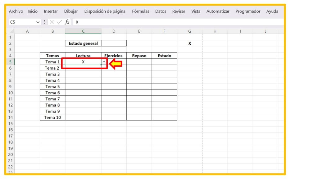 Lista desplegable en Excel 