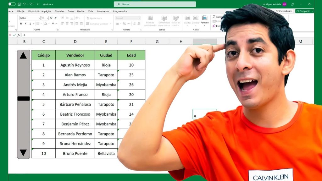 Scroll bar en tabla de Excel