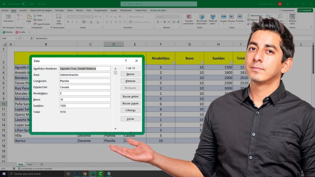 crear formulario de entrada en Excel