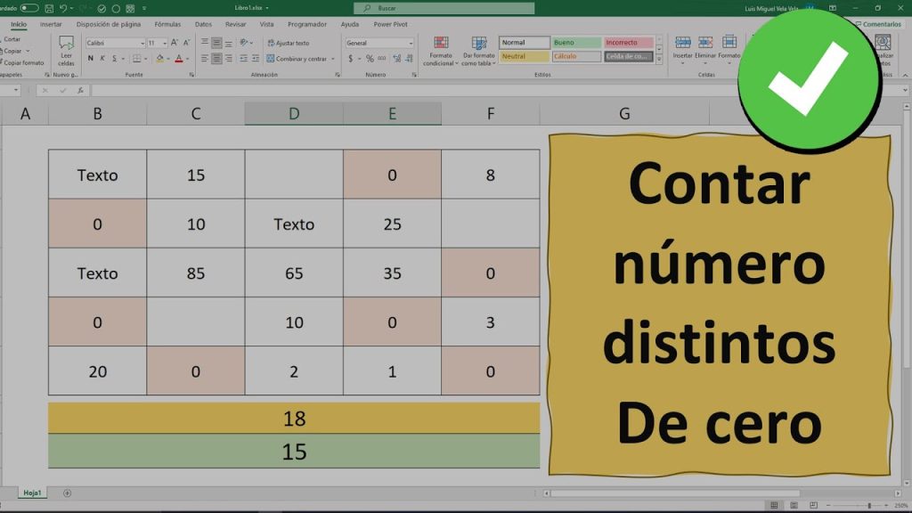 contar letras y números en Excel