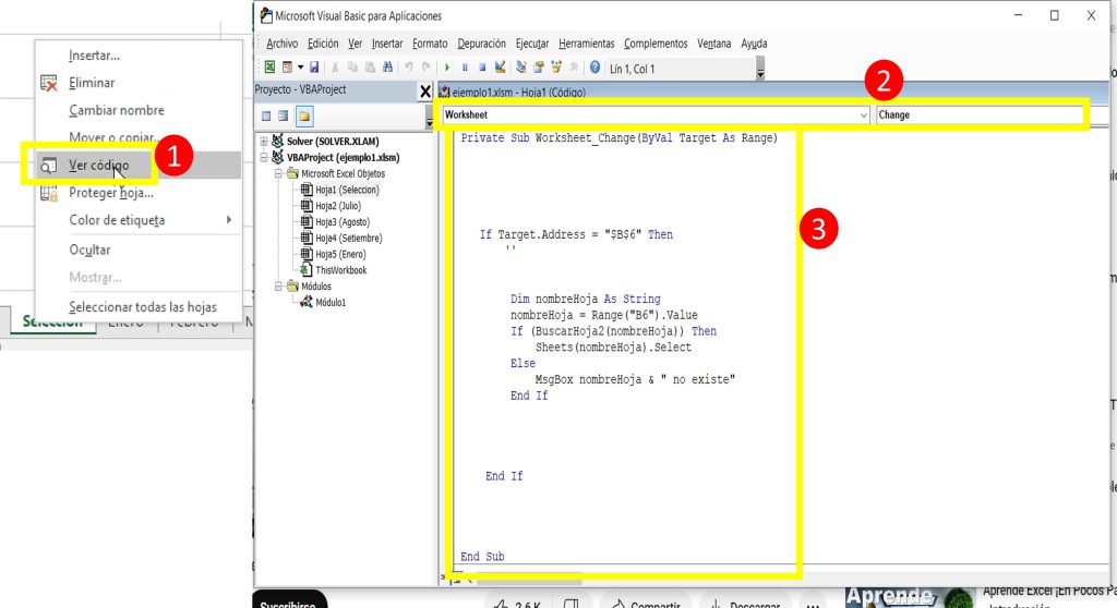 Código en Microsoft Visual Basic.