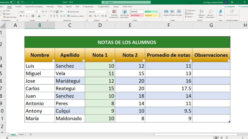 Como hacer una tabla en Excel