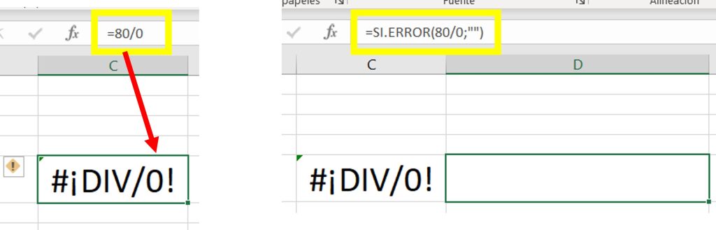 Como solucionar el error ¡DIV/0! en Excel