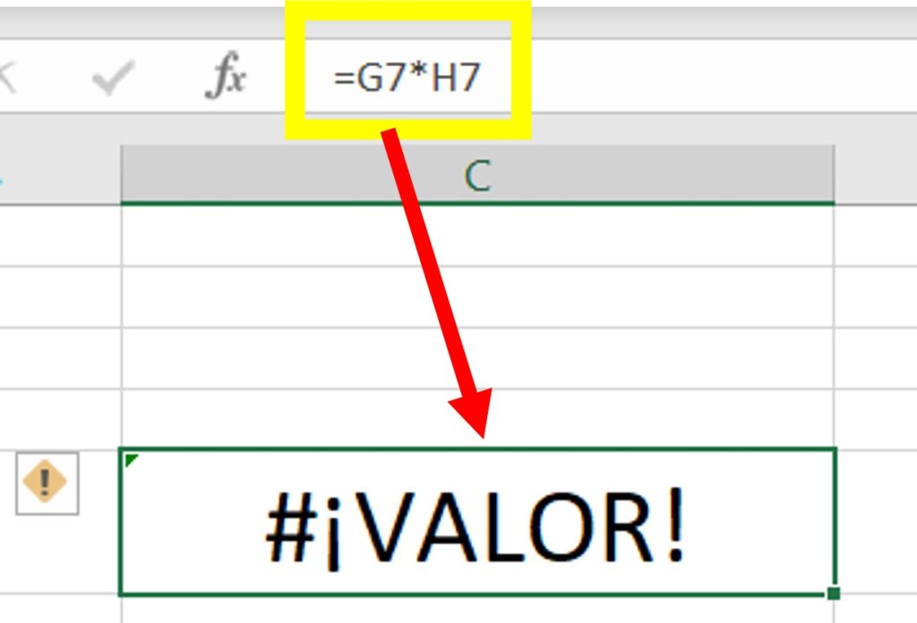 Como solucionar el error #¡VALOR! en Excel