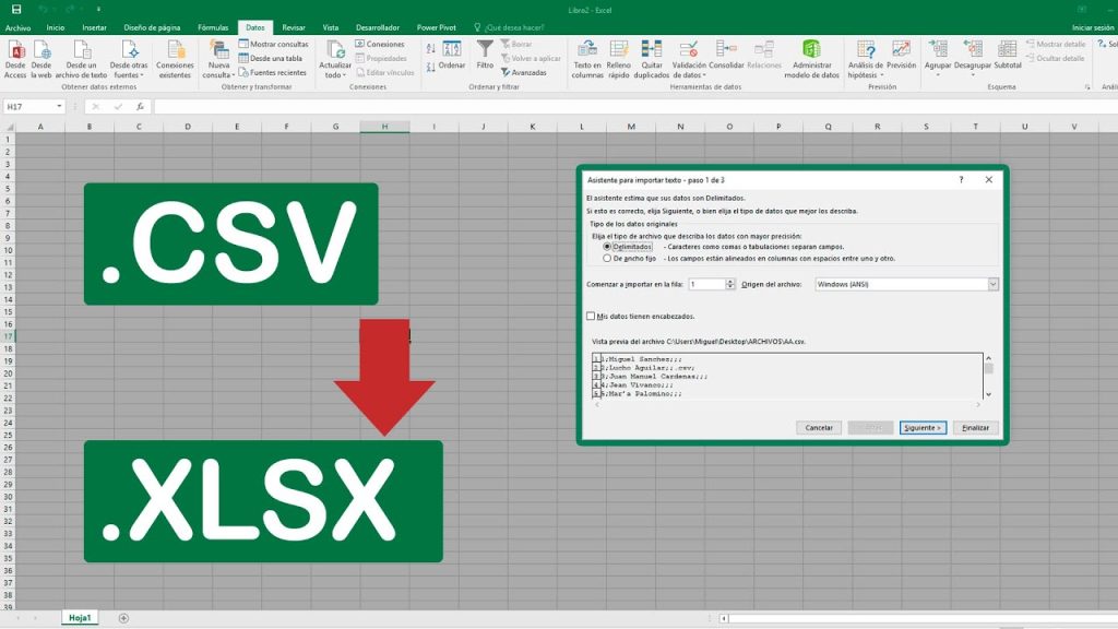Pasar archivos CSV a Excel