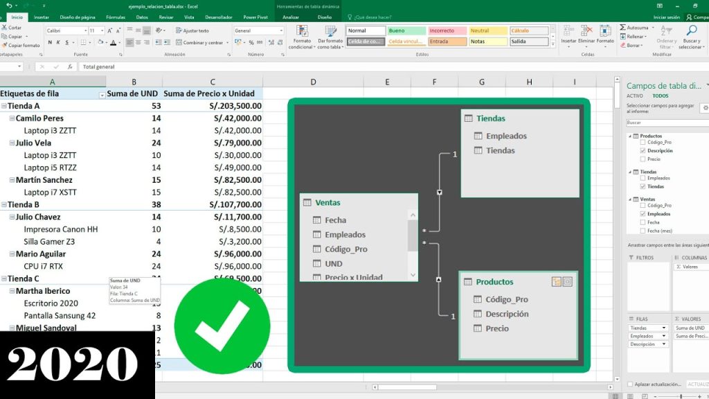 unir varias tablas dinamicas en Excel