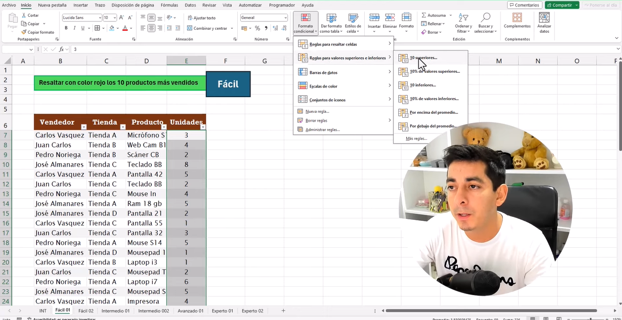 Examen entrevista de trabajo de Excel