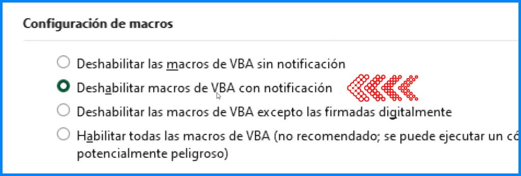 Deshabilitar macros de VBA con notificación
