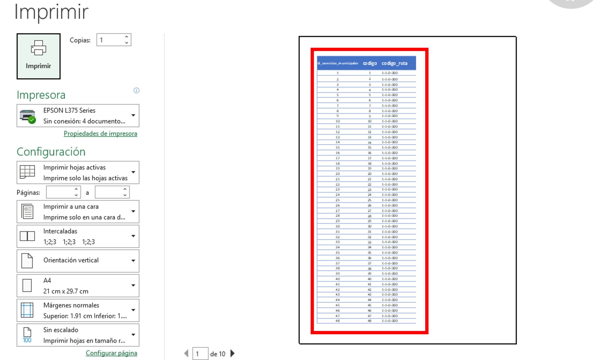 Imprimir tablas en Excel en una sola hoja 1 Minuto